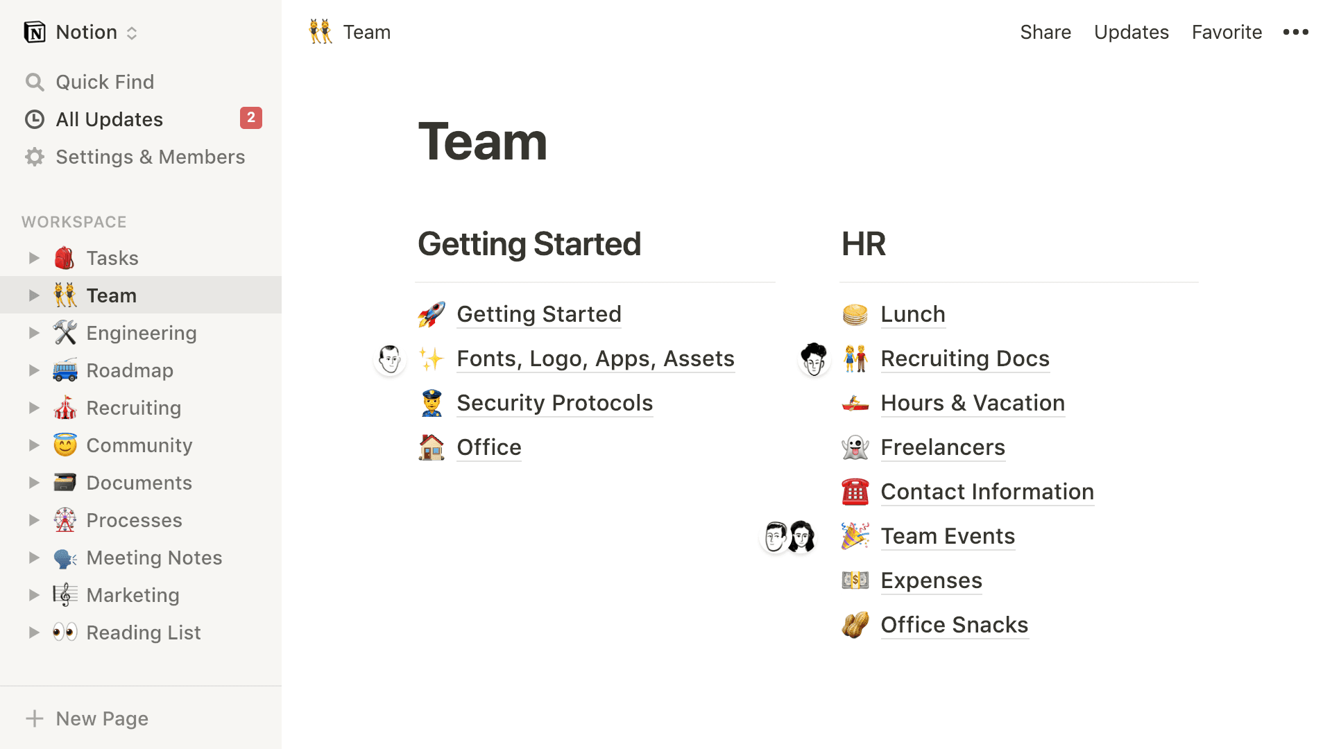 Capture d’écran Notion
