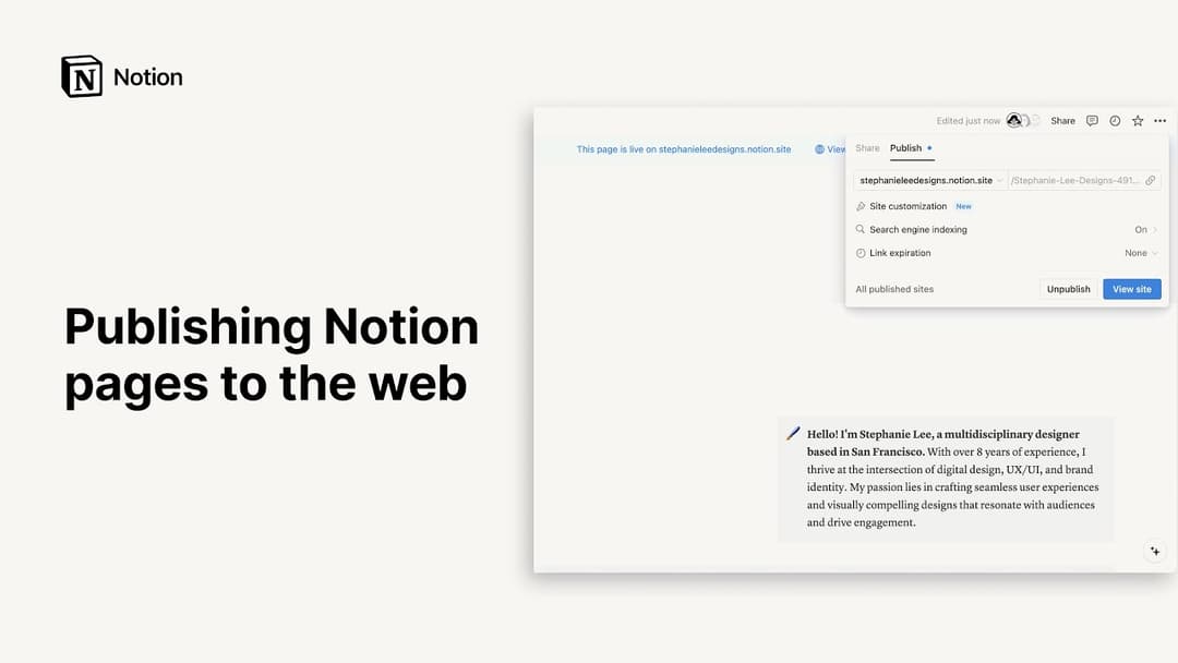 Publicar um site do Notion