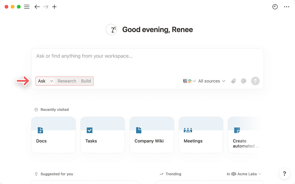 En fonction de vos besoins, vous pouvez demander à l’IA de Notion de trouver des réponses, de faire des recherches sur des sujets, de générer des rapports ou de créer une base de données pour vous.