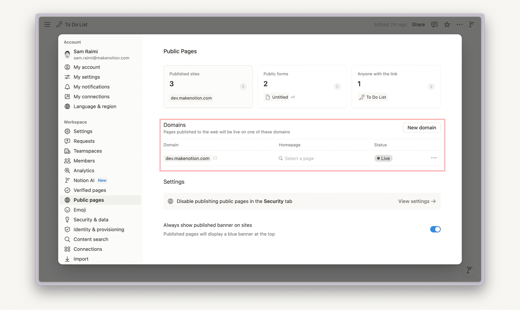 AIDE : gérer les domaines
