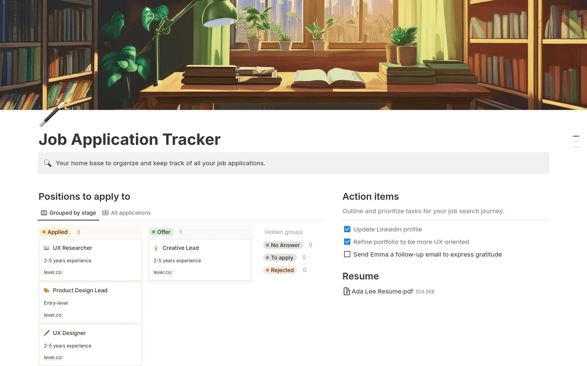 취업 준비 트래커 템플릿 이미지