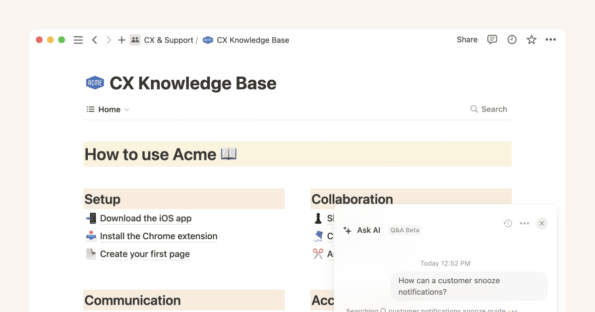 Utilisez l’IA de Notion pour doter vos équipes d’une mémoire infaillible et gagner du temps.