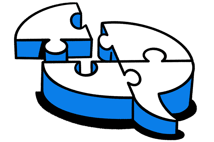 Illustration d’une bulle de pensée formée à partir de pièces de puzzle