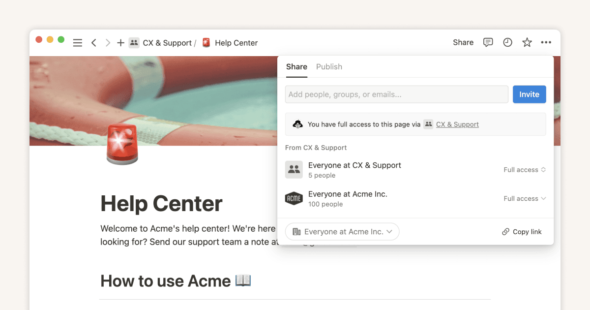 Notion의 공유 설정 이해