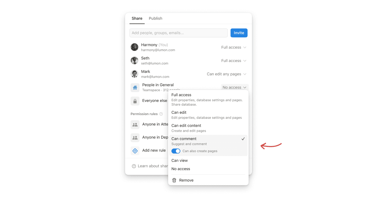 새로운 ‘페이지 생성 허용’ 데이터베이스 권한