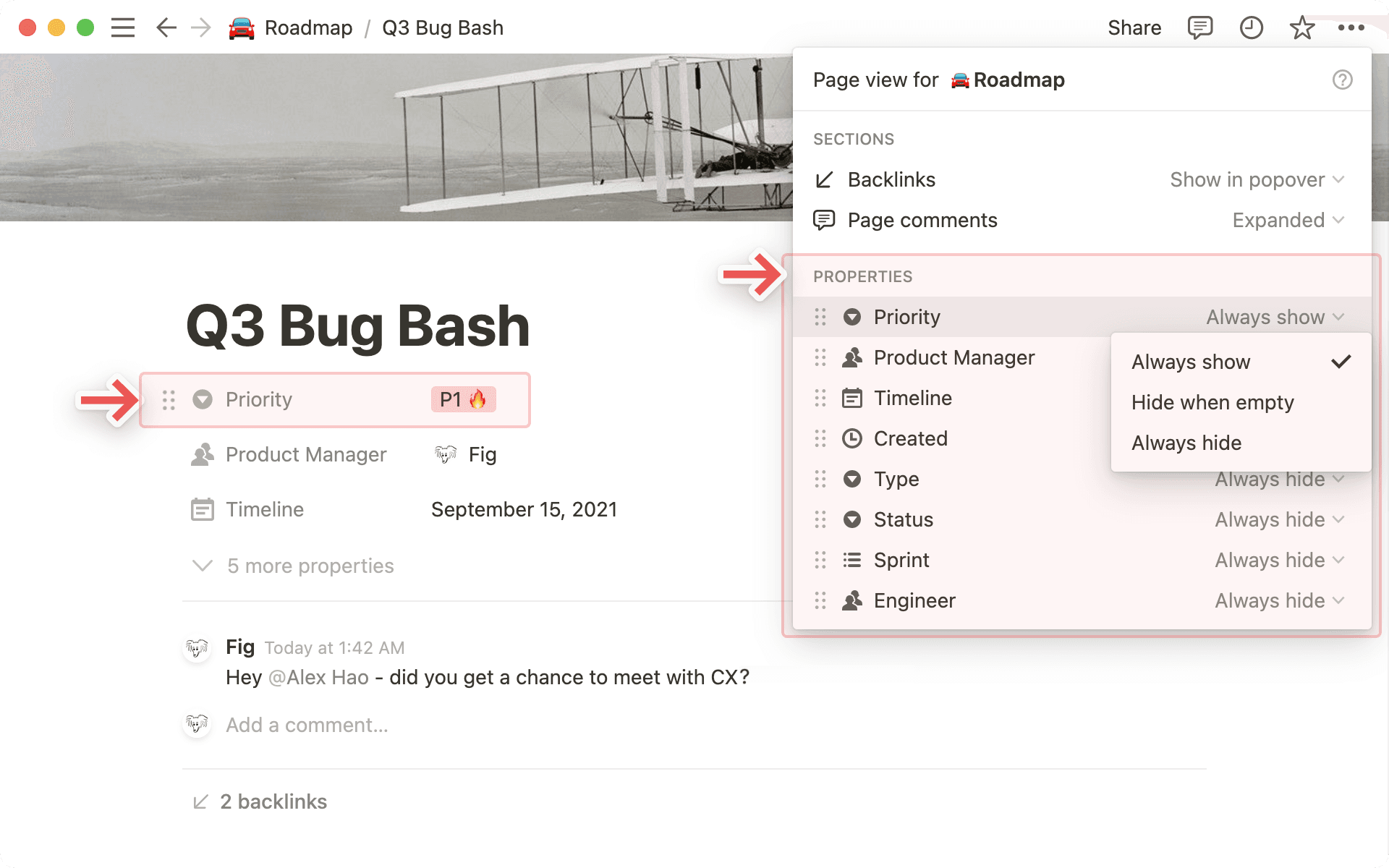 Personnaliser les propriétés d’une base de données