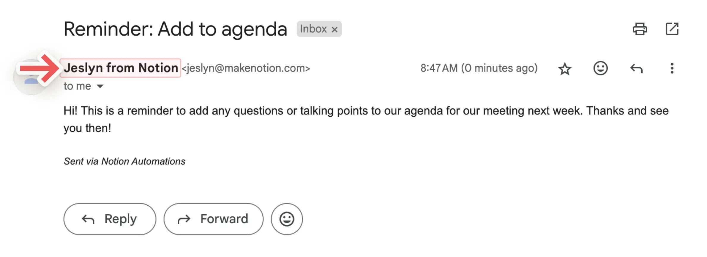 aide : nom d’affichage pour automatisation de gmail