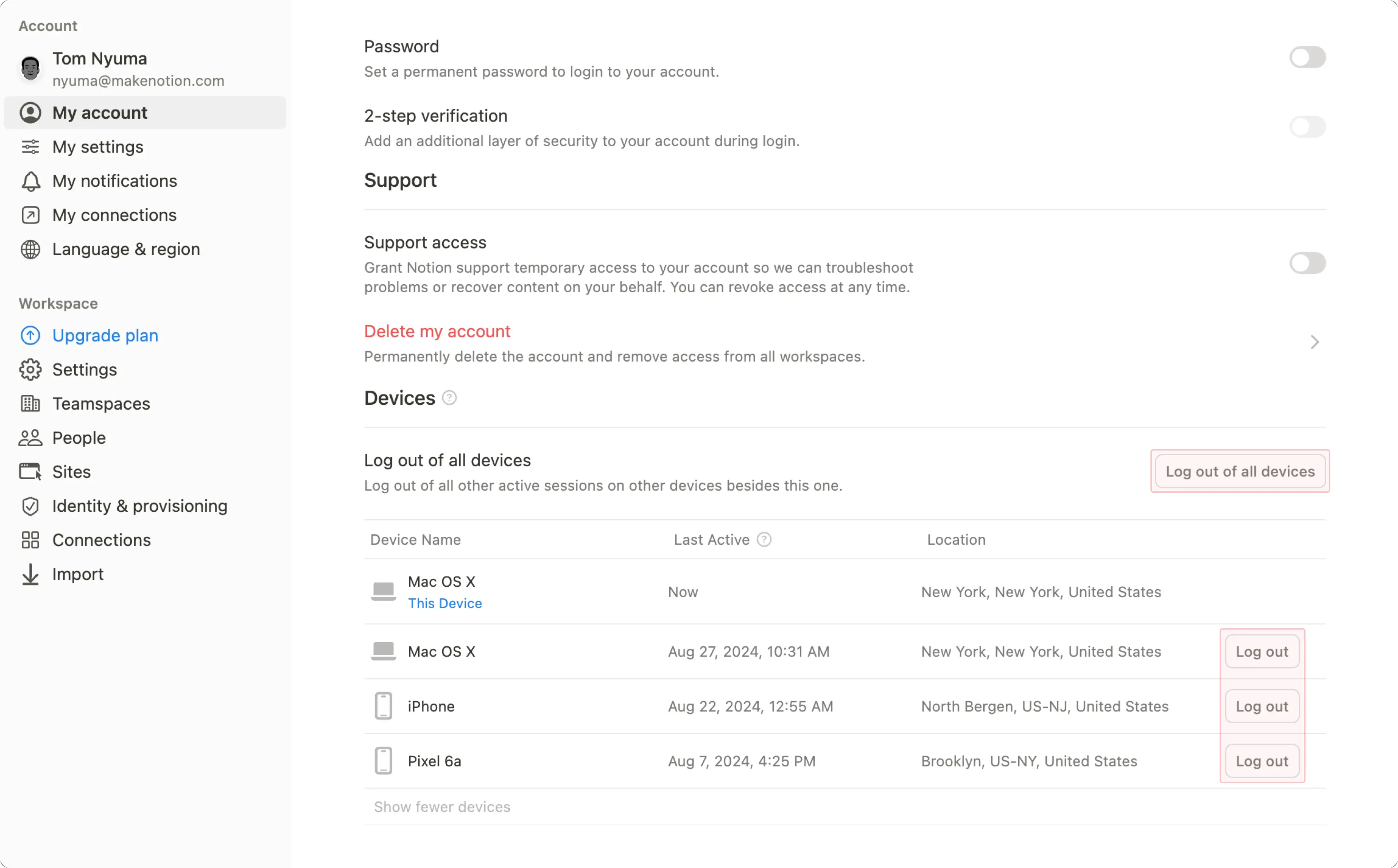 Aide : se déconnecter à distance
